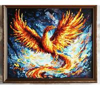 11Ct Kit Punto Croce Cross Stitch Embroidery Ricami,Fenice Di Fuoco Colorata 40X50Cm Schemi Quadri Set Ricamo Punto Croce Kit Da Ricamare Principianti Starter Prestampato Stampato
