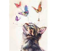 11Ct Kit Punto Croce Prestampato, Gatto E Farfalla Ricami Disegni Punto Croce Kit Da Ricamare Quadri Per Bambini Principianti, 40X50Cm Set Kit Ricamo Punto Croce Schemi Completo Stampato Sta