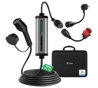 11kW Cavo Ricarica Auto Elettrica Tipo 2, 7 M 16A IP66 Caricabatterie EV con Spina CEE e Spina Schuko, Corrente Regolabile Ricarica Ritardata/Programmata Compatibile con Model Y/3 500e e altri EV/PHEV