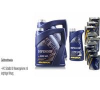 11L Olio Motore MANNOL Defender 10W-40 3xLeak-Stop+Motor Doctor+Motor Flush