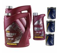 11L Olio Motore MANNOL Energy Premium 5W-30 3x MANNOL Flush Motore ADDITIVO