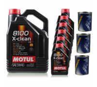 11L Olio Motore Motul 8100 X-Clean 5W-40 3X MANNOL Flush Motore Additivo