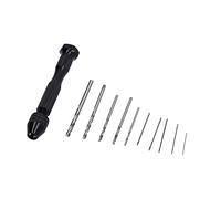 11Pcs Pin Vise Drill Bit Set | HSS & Aluminum Alloy Manual Mini Twist Drills | Hand Twist Drill for Walnut/Beads/DIY Projects | 0.3-3.5mm Chuck, 10 Sizes