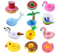 11Pcs Portabevande Gonfiabile Piscina Fenicottero Portabirra Gonfiabile Portabicchieri Galleggiante Portalattine per Bevande Portabottiglie Portabevande per Festa in Spiaggia Hawaii Luau Estate Festa