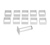 11Pezzi/Set di Stampi in Alluminio per Dolci, Stampo per Mooncake a Pressione Manuale con 10 Stampi e 1 Pressa per Dolci Fai da Te, Mousse, Pasticcini e Biscotti (Piazza)