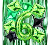 11pz Set Decorazioni Festa di Compleanno Stile Pixel, Palloncino Verde a Numero, Palloncini Pixel e Tende con Frange Kit per Bambini Ragazzi Ragazze Tema Videogioco Sfondo Forniture (Numero 6)