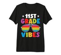 11st Grade Back To School Sunglasses Vibes Retro First Day Maglietta Premium