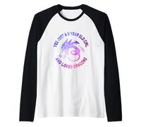11th Birthday 11 Years Old Girl And Loves Dragons Cute Girls Maglia con Maniche Raglan