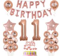 11th Birthday Decoration Girl Rosegold 11th Birthday Party Deco Set, Birthday Deco Girl 11 anni, 11 compleanno ragazza deco 11 compleanno ragazza Giant Foil Balloons numero 11 palloncini