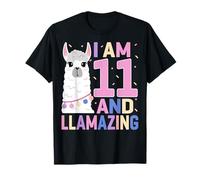 11th Birthday Party Alpaca Llama - I Am 11 And Llamazing Maglietta