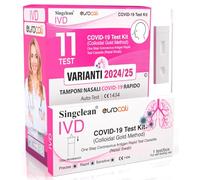 11x Tamponi COVID 19 - Test Nuove Varianti 2025 - Tamponi Rapidi Nasali Certificati per Uso Domestico, Risultato Rapido - Singclean IVD