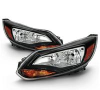 12-14 Ford Focus Fari Ricambio Nero Alloggiamento Ambra Segnale Lampada Paio Set