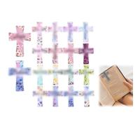12/16/24 Pcs Magnetic Cross Bookmarks, Magnet Cross Bookmark with Inspiration Sayings, Religious Christian Book Page Clips Marks Gifts for Bible Study