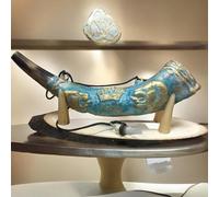 12-16" "Unzione dipinto ad olio Ram Shofar Corno Gerusalemme+ con supporto in...