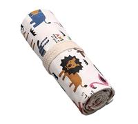 12/24/36/48 fori Matita Bag Rolling Case Lovely Animal Roll Canvas Canvas Grande Capacità Wrap Roll, P, 12 Holes