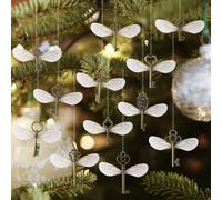 12/24/48 set di ciondoli in metallo, ciondoli vintage a forma di chiave scheletro e ali di libellula, 1 rotolo di filo, accessori fai-da-te per gioielli, forniture per matrimoni e feste, decorazioni p