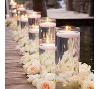 12/24 pezzi Candele galleggianti, candele di paraffina bianche inodore da 2 pollici, candele galleggianti sfuse, per centrotavola, vasi cilindrici, matrimoni, feste di Pasqua, feste primaverili, pisci