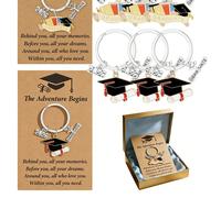 12/24 pezzi Set di portachiavi per la laurea 2026, ciondolo a forma di tocco da laurea in lega metallica con biglietto di auguri, celebra la laurea 2026, regalo di laurea, decorazione per zaino Lega d