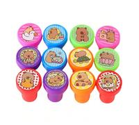 12/24 pezzi - Timbri a motivo di capibara - Mini timbri autoinchiostranti, facili da impugnare, in colori assortiti, perfetti per l'arte e il fai-da-te, feste di compleanno, festa di ritorno a scuola,