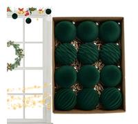 12/24 Pz Palline di Natale Velluto - Set di Decorazioni Natalizie Floccate | Set di Palline di Natale Infrangibili | Palline di Natale Floccate Rosse/Verdi Decor per La Casa per Feste di Matrimonio