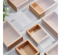 12/24 set di scatole regalo in carta kraft con guaina in PVC, scatole rettangolari per confezioni regalo e stoccaggio, colore burro, dimensioni aperte: 23,9x23,7x0,05 cm, scatola: 8,3x8,3x3,2 cm, dime