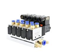 12/24 V CC 110/220 V CA Multi Opzione 4V210-08 Blocco Elettrovalvola Pneumatica con Base di Raccordo Collettore 2/3/4/6 Vie(6 position 8mm fitting,AC220V)