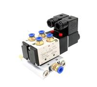 12/24V DC 110/220V AC Multi Option 4V210-08 Pneumatic Solenoid Valve Block With Muffler Fitting Base Manifold 2/3/4/6 Way(4 Row 8mm fitting,DC24V)