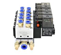 12/24V DC 110/220V AC Multi Option 4V210-08 Pneumatic Solenoid Valve Block With Muffler Fitting Base Manifold 2/3/4/6 Way(4 Row 8mm fitting)