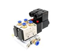 12/24V DC 110/220V AC Multi Option 4V210-08 Pneumatic Solenoid Valve Block With Muffler Fitting Base Manifold 2/3/4/6 Way(4 Row 6mm fitting,DC24V)