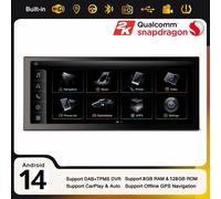 12,3" 8 Core 128GB Android 14 DAB+ CarPlay Autoradio Navi Wifi Per Audi A4/A5/B8