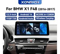12.3 pollici Wireless Carplay 1920*720P Android 14 lettore multimediale per auto per BMW X1 F48 2016 2017 sistema NBT controllo vocale 4G LTE 8 Core-2G 32G NBT