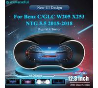 12.3 ''Strumento Paneel Cockpit Per Mercedes Benz C GLC S205 W205 117 X253 2015-2018 Ntg5.0 4.5 Auto Cruscotto Digitale Cluster Black