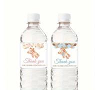 12/36 pezzi Adesivi per bottiglie d'acqua a forma di orsetto blu/rosa per feste di compleanno, ringraziamenti, etichette decorative per bottiglie per feste di compleanno, festa di nascità, feste di va