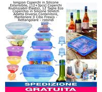 12+3pcs-Coperchi in Silicone Estensibile Riutilizzabili rettangolari è curvi