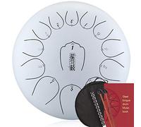 12.5 Pollici 13 Notes C Key Tongue Thumue Drum, Per La Mente Del Concerto Meditazione Yoga Di Guarigione, Con Borsa Di Trasporto, 2 Bacchette, Tutorial Libro, Adesivi Nota, Picking (Color : White)