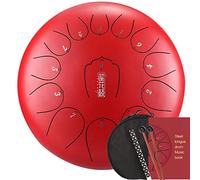 12.5 Pollici 13 Notes C Key Tongue Thumue Drum, Per La Mente Del Concerto Meditazione Yoga Di Guarigione, Con Borsa Di Trasporto, 2 Bacchette, Tutorial Libro, Adesivi Nota, Picking (Color : Red)