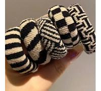 12/6/5/1 pezzo Elastici per capelli da donna con motivo nero e bianco alla moda, fermagli per capelli spessi senza cuciture, fasce elastiche per capelli, non danneggiano i capelli ricci spessi, elasti
