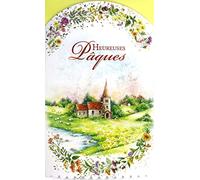 12-6008 - Biglietto di auguri di Pasqua con scritta in inglese "Pecore Agnelli", motivo floreale, con busta, formato 12 x 19,5 cm, carta ecologica FSC gestione sostenibile e foreste, prodotto in