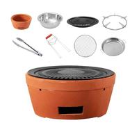 12.6in Multifunzionale Pista Barbecue in Ceramica Portatile, Stufa a Carbone di Argilla, Dotato di Un Set Completo di Accessori, per la Raccolta di Famiglia di Cottura all'aperto