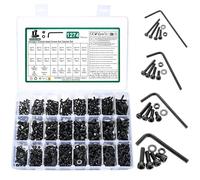 12.9 Set di dadi esagonali in acciaio al carbonio, viti a testa cilindrica e dada, set di viti a esagono incassato e dadi con rondelle, assortimento di viti per macchine M2/M3/M4/M5