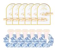 12 accessori per capelli in morbido raso di seta, elastici per capelli, fermagli per capelli per addio al nubilato, bomboniere per donne e ragazze (oro e blu fresco)