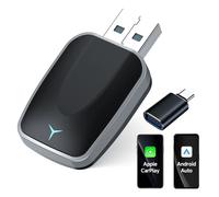 12 Adattatori CarPlay cablati a wireless e adattatore wireless Android Auto Plug & Play 2 in 1 K5 silver grey