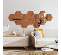 12 adesivi a specchio esagonali rosa oro H20 x L17 cm | adesivi decorativi per soggiorno, camera da letto, sala da pranzo - Ideale per decorazione casa e interni