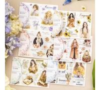 12 Adesivi Fogli Trasferibili da Strofinare Fiori&Personaggi Rub On Sticker per Scrapbooking，Diari,Album,Mobili,Artigianato,Fai da Te，Adesivi PET Personalizzati