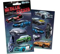 12 adesivi metallici, per il fai da te e il gioco, 2 fogli, formula per auto da corsa, adesivi per bambini, compleanno dei bambini, regalo di compleanno