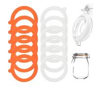12 Anelli In Gomma Per Conserve, 95 X 73 mm, Coperchi Di Ricambio Per Barattoli Di Conserve, Anello Di Tenuta Per Vasetti Di Vetro, Guarnizioni Ermetiche In Silicone Di Ricambio (Arancione Bianche)