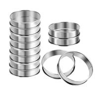 12 anelli per muffin in acciaio inox da 10 cm, antiaderenti, doppio anello arrotolato per mousse, biscotti, uova