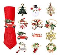 12 anelli portatovaglioli natalizi: portatovaglioli portatovaglioli Xmas con fibbie, decorazione da tavolo per Natale, cena, feste (B, M)