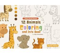 12 Animals Colouring and Info Book by Dark Pencil Tiny Tales - Pocket size: A Creative Learning Coloring Book with Fun Animal Facts for Kids Ages 5-13 and Best Return Gift for Birthday !
