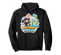 12 Anni Compleanno Ninja Ragazzi Dodici 12 ° Festa Dodicesimo Felpa con Cappuccio